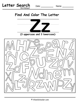 Find The Letter Z Worksheet