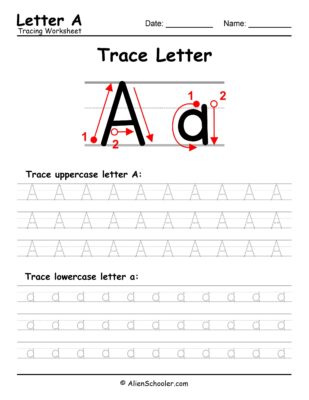 Trace Letter A Worksheet, Letter A Tracing Worksheet Free Printable
