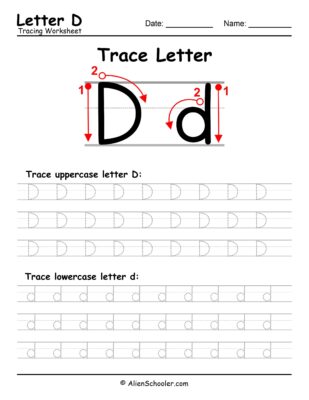 Trace Letter D Worksheet Free
