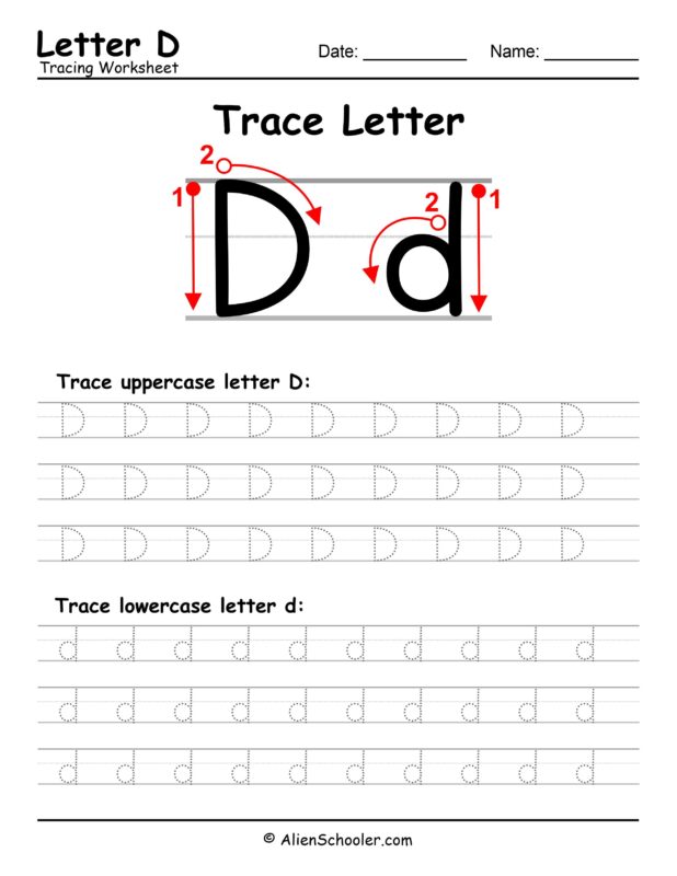 Trace Letter D Worksheet Free