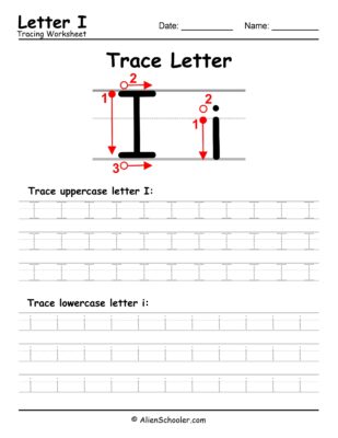 Trace Letter I Worksheet