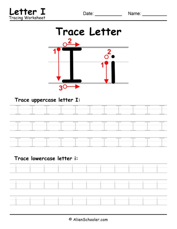 Trace Letter I Worksheet