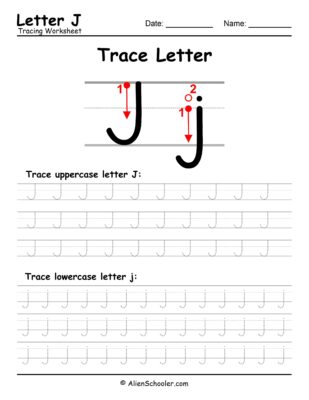 Letter J Trace Worksheet