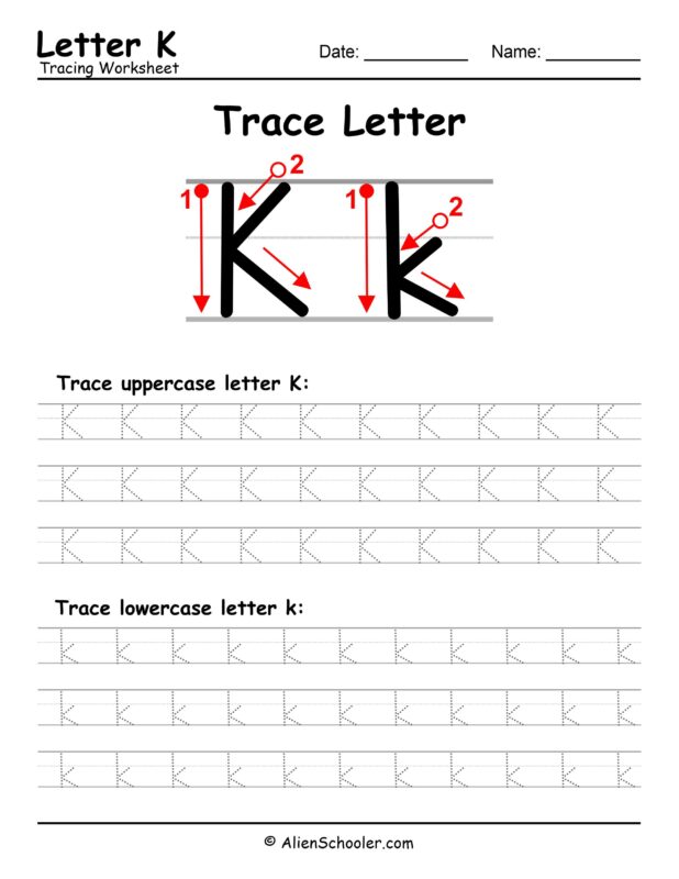 Trace Letter K Worksheet