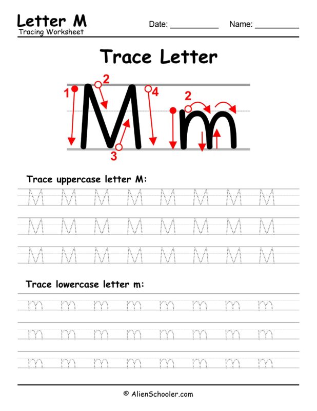 Letter M Tracing Worksheet