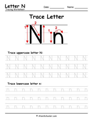 Trace Letter N Worksheet