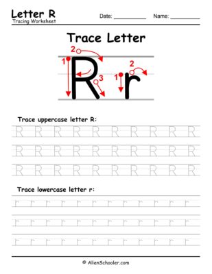 Trace Letter R Worksheet
