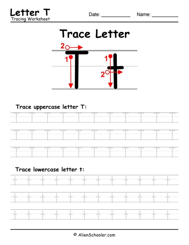 Letter T Tracing Worksheet