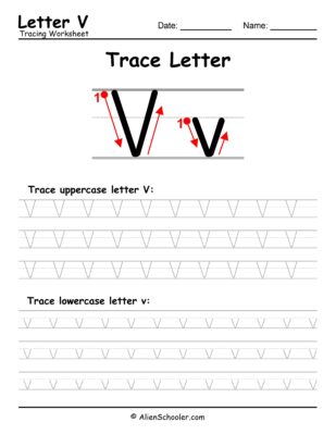 Letter V Tracing Worksheet Free
