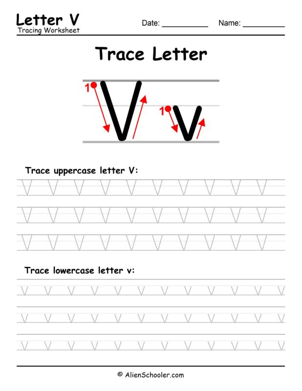 Letter V Tracing Worksheet Free