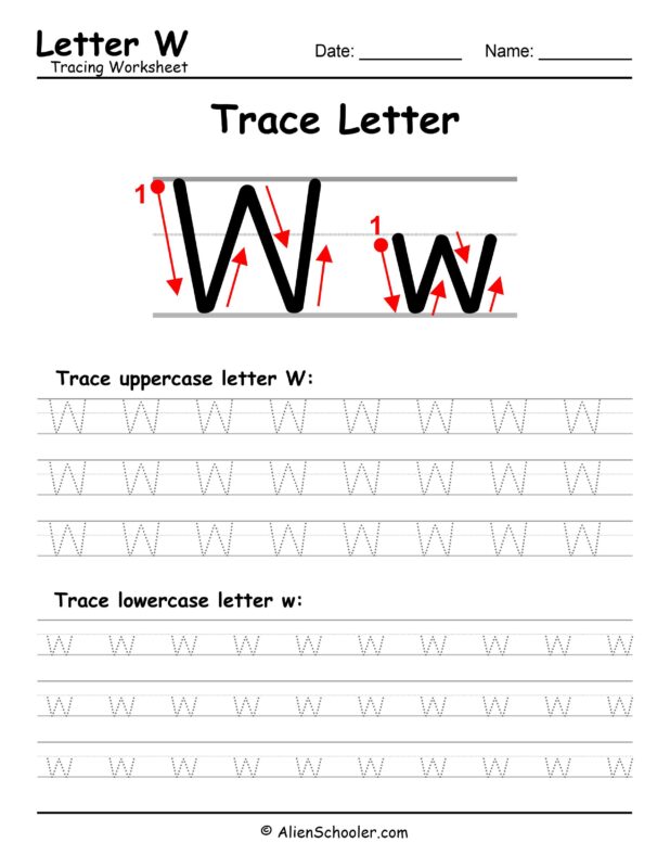 Letter W Tracing Worksheet