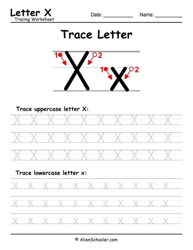 Trace Letter X Worksheet