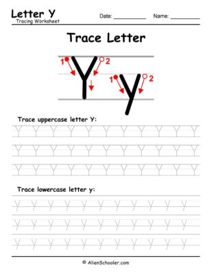 Tracing Worksheet - Letter Y