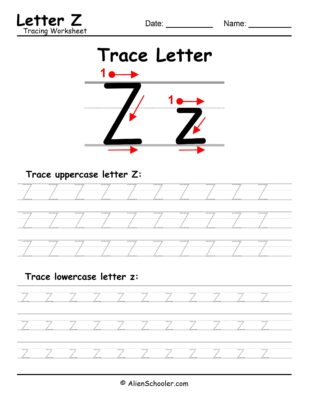 Trace Letter Z Worksheet Free