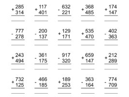 Mixed 3 Digit Addition And Subtraction Worksheet #7