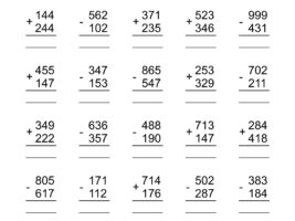 Mixed 3 Digit Addition And Subtraction Worksheet #8