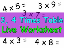 3, 4 Times Tables Live Worksheet