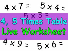 4, 5 Times Tables Live Worksheet