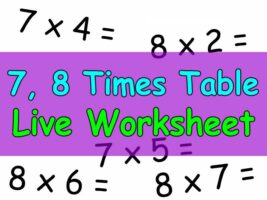 7, 8 Times Tables Live Worksheet