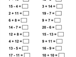 Addition And Subtraction Facts To 20 Worksheet (20 Questions)