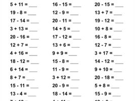 Addition And Subtraction Facts To 20 Worksheet (45 Questions)