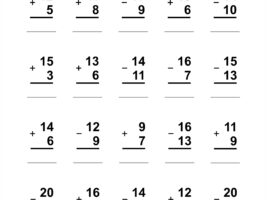 Column Addition And Subtraction Within 20 Worksheet