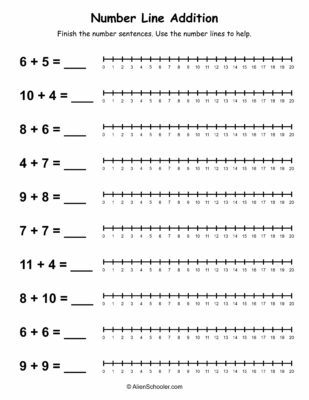 Number Line Addition Worksheet Free Printable