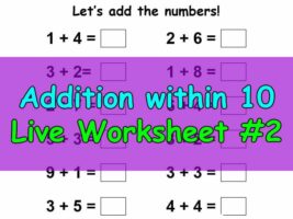 Kindergarten Addition Live Worksheet #2