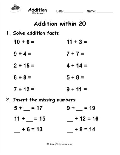 Addition Within 20