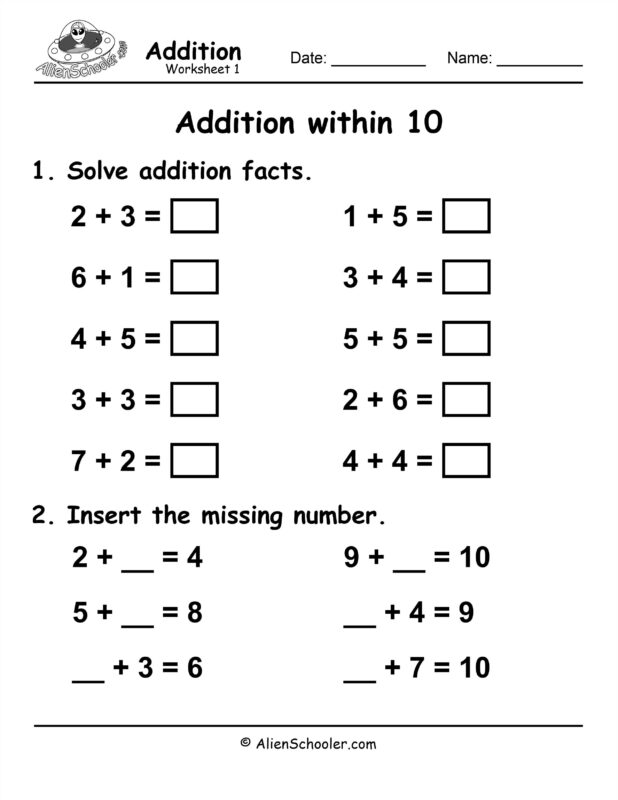 Adding to 10 worksheet