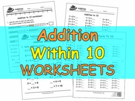 Adddition within 10 worksheets PDFs