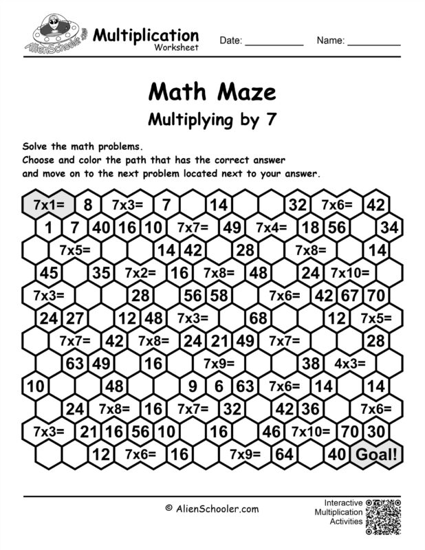 Math Maze - Multiplying By 7