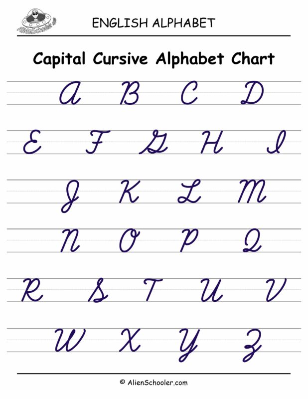 Capital Cursive Alphabet Chart - Alien Schooler