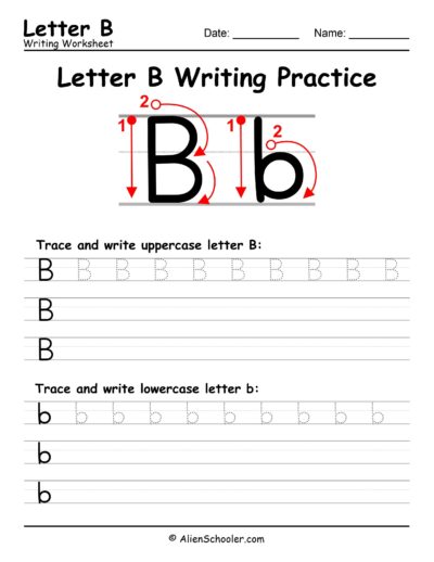 Letter B writing worksheet