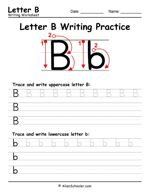 Letter B writing worksheet