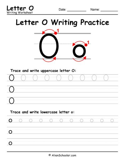 Letter O writing worksheet
