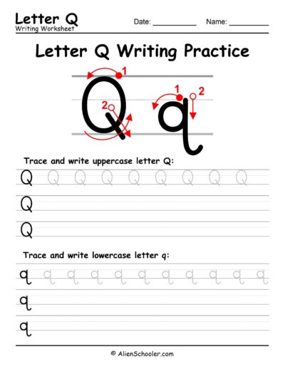 Letter Q writing worksheet