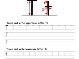 Letter T Writing Practice Worksheet For Kindergarten