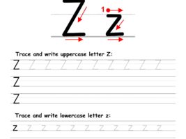 Letter Z Writing Practice Worksheet For Kindergarten