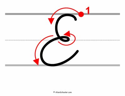 How to write a capital E in cursive