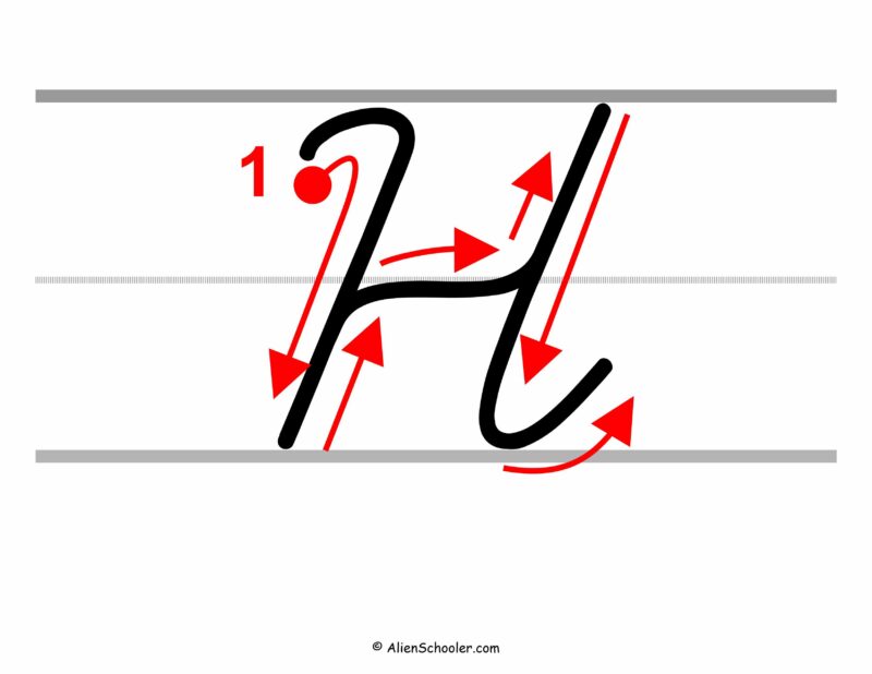 How to write a capital H in cursive