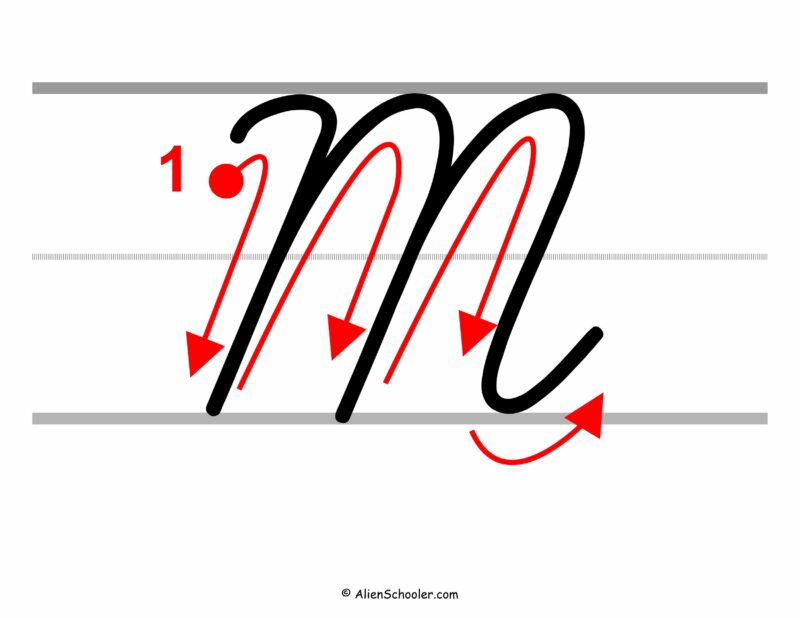 How to write a capital M in cursive