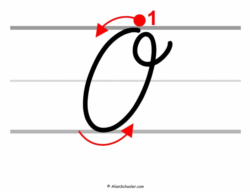 How to write a capital O in cursive