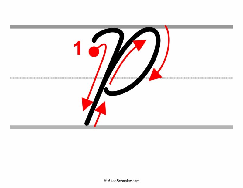 How to write a capital P in cursive