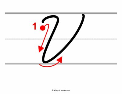 How to write a capital V in cursive