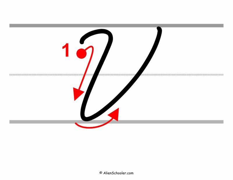 How to write a capital V in cursive