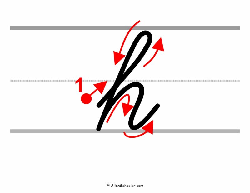 How to write a lowercase h in cursive