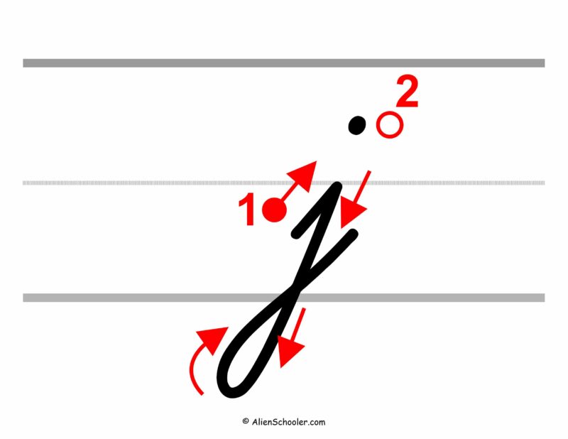 How to write a lowercase j in cursive