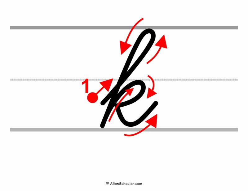 How to write a lowercase k in cursive