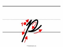 How To Write a Lowercase P In Cursive (With Arrows)